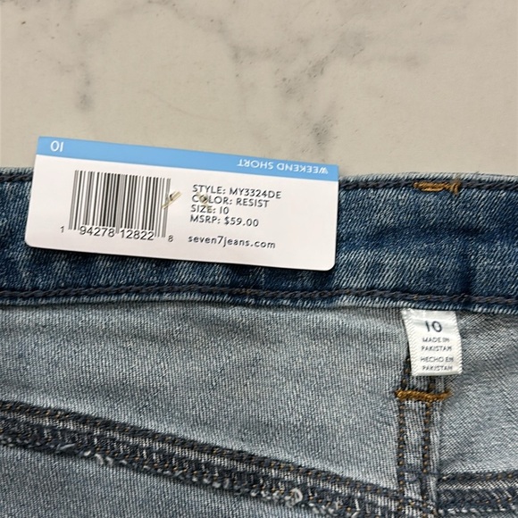 NWT Seven7 Weekend Shorts 5” Inseam Medium Wash Raw Hem Size 10 - Picture 3 of 4